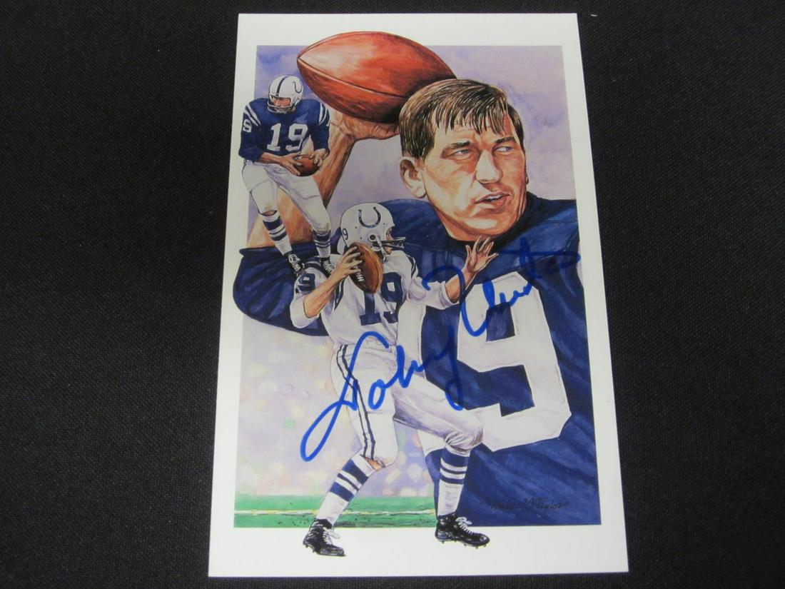 Johnny Unitas Signed Postcard COA (1 of 2)