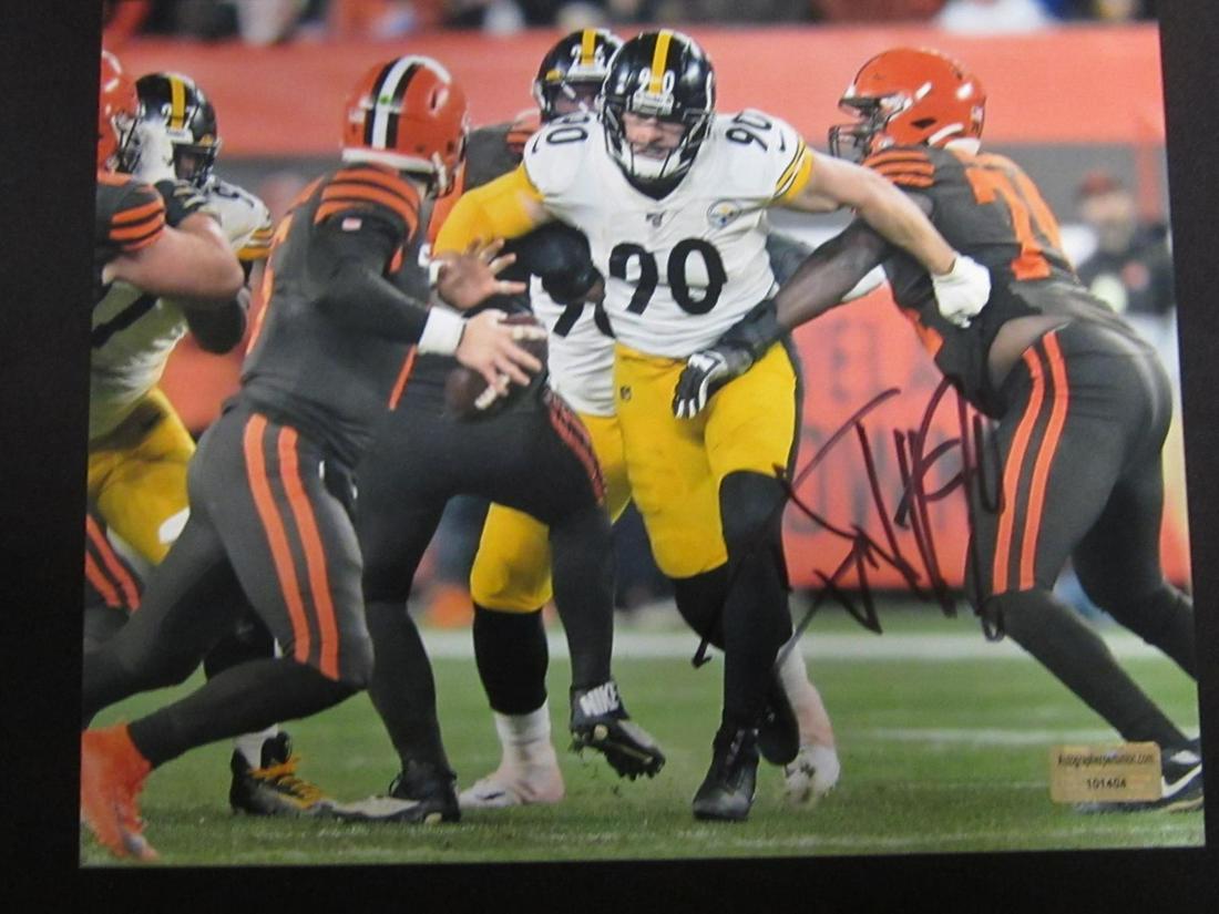 TJ WATT AUTOGRAPHED 8X10 PHOTO W/COA: TJ WATT AUTOGRAPHED 8X10 PHOTO WITH COA STEELERS