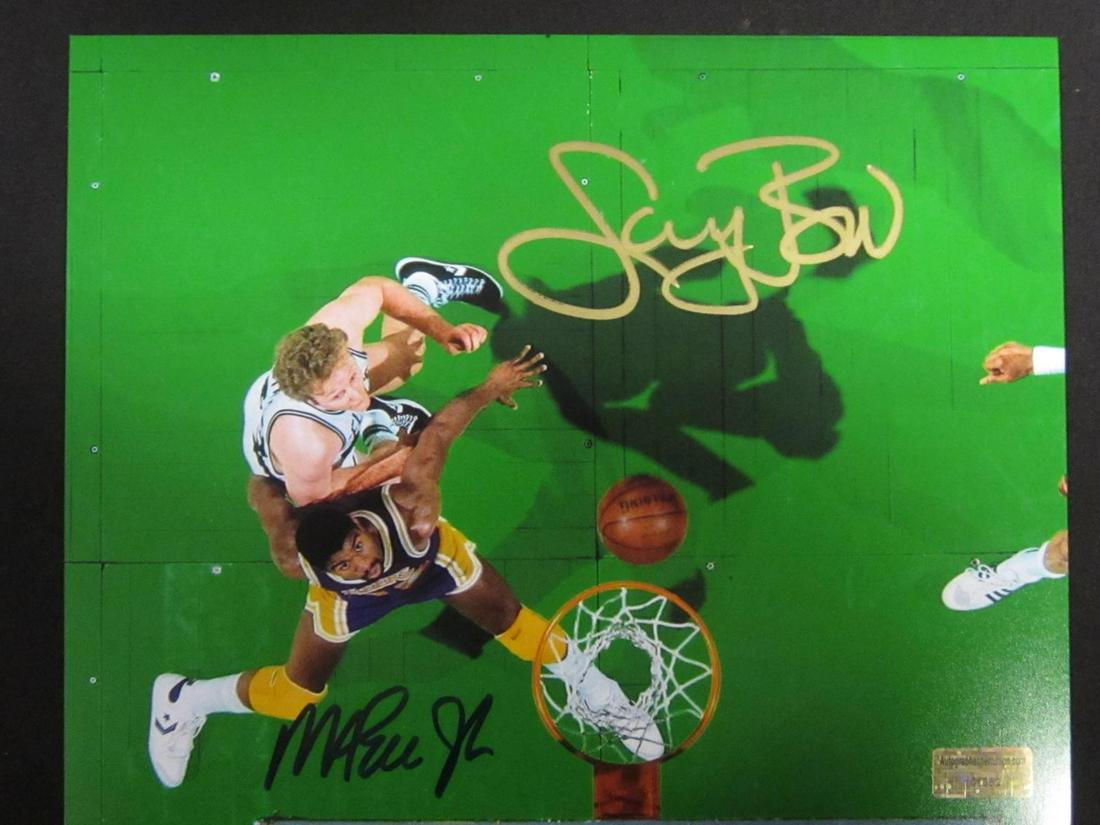 JOHNSON/BIRD AUTOGRAPHED 8X10 PHOTO W/COA: MAGIC JOHNSON/LARRY BIRD AUTOGRAPHED 8X10 PHOTO WITH COA LAKERS CELTICS