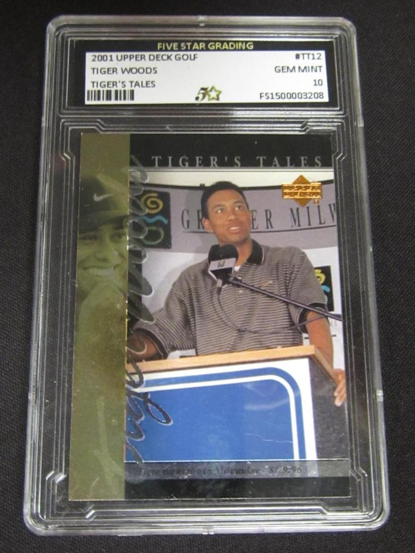 2001 UPPER DECK GOLF TIGER WOODS TIGERS TALES: 2001 UPPER DECK GOLF TIGER WOODS TIGERS TALES GEM MINT 10 PGA