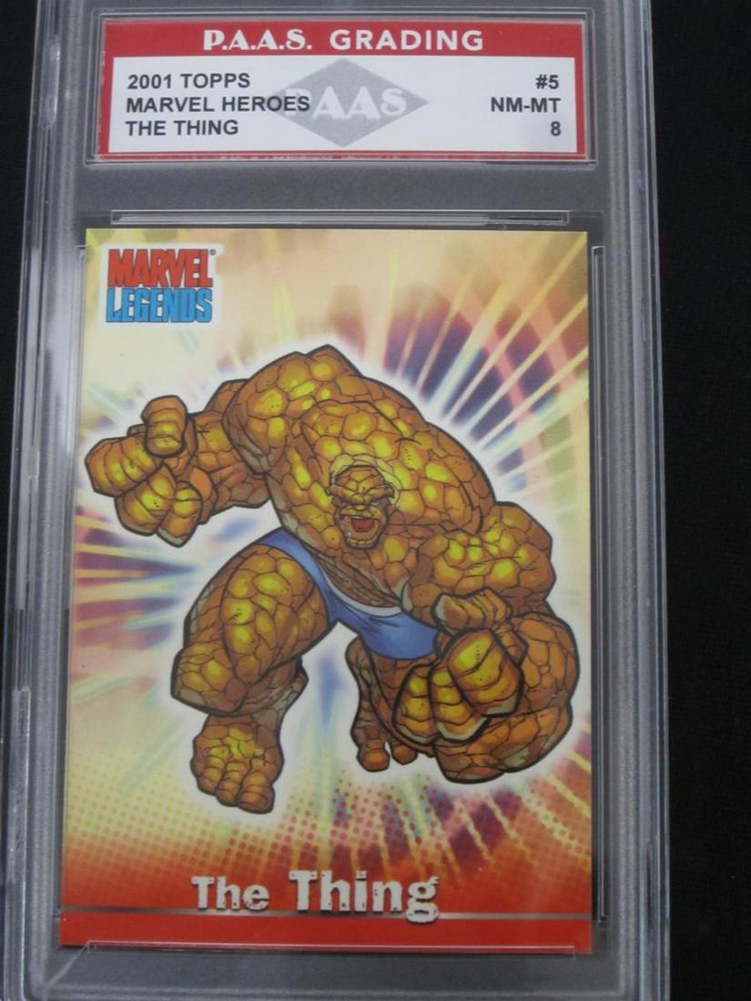01 MARVEL LEGENDS THE THING PAAS NM-MT 8: VERY NICE 2001 TOPPS MARVEL LEGENDS THE THING GRADED BY PAAS NM-MT 8 A VERY NICE CARD A TRUE MUST HAVE FOR ANY COLLECTOR!