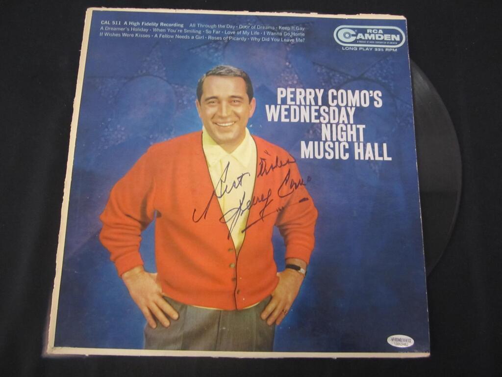 Perry Como signed AUTOGRAPHED record album COA: Perry Como signed record album Certified COA