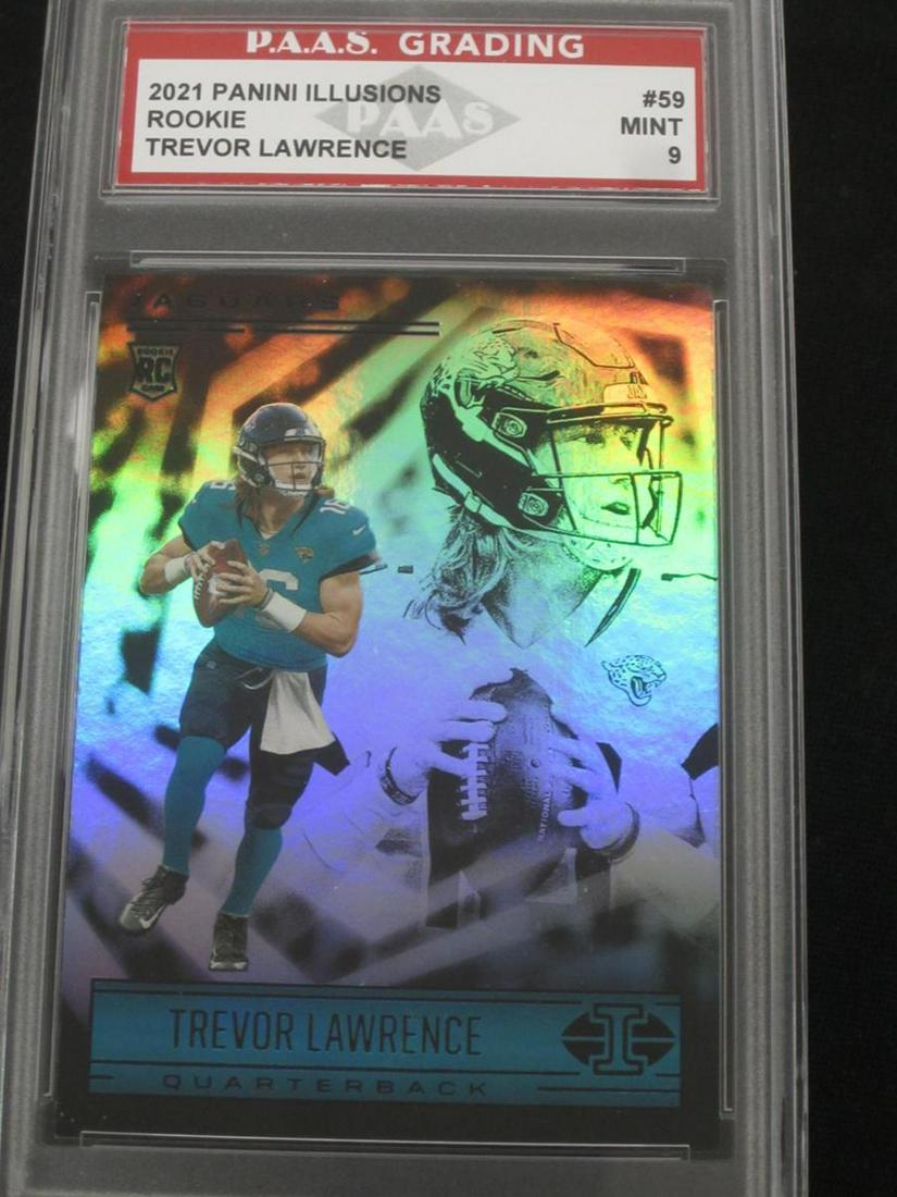 21 ILLUSIONS TREVOR LAWRENCE RC PAAS 9: VERY NICE 2021 PANINI ILLUSIONS TREVOR LAWRENCE HOLO ROOKIE CARD GRADED BY PAAS MINT 9 JACKSONVILLE JAGUARS A TRUE MUST HAVE FOR ANY COLLECTOR!
