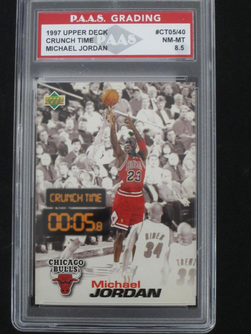 97 UD MICHAEL JORDAN CRUNCH PAAS 8.5: VERY NICE 1997-98 UPPER DECK MICHAEL JORDAN CRUNCH TIME GRADED BY PAAS NM-MT+ 8.5 CHICAGO BULLS VERY NICE A TRUE MUST HAVE FOR ANY COLLECTOR!