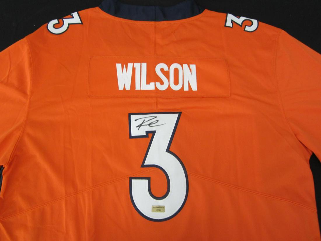 RUSSELL WILSON SIGNED FOOTBALL JERSEY W/COA: RUSSELL WILSON SIGNED FOOTBALL JERSEY WITH COA BRONCOS