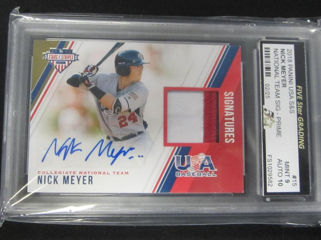 2018 USA NICK MEYER AUTO MINT 9 AUTO 10: 2018 PANINI STARS AND STRIPES USA NICK MEYER AUTO PRIME /25 MINT 9 AUTO 10