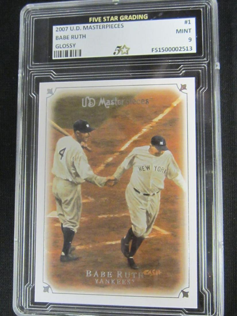 2007 UD MASTERPIECES BABE RUTH MINT 9: 2007 UD MASTERPIECES BABE RUTH GLOSSY MINT 9 YANKEES