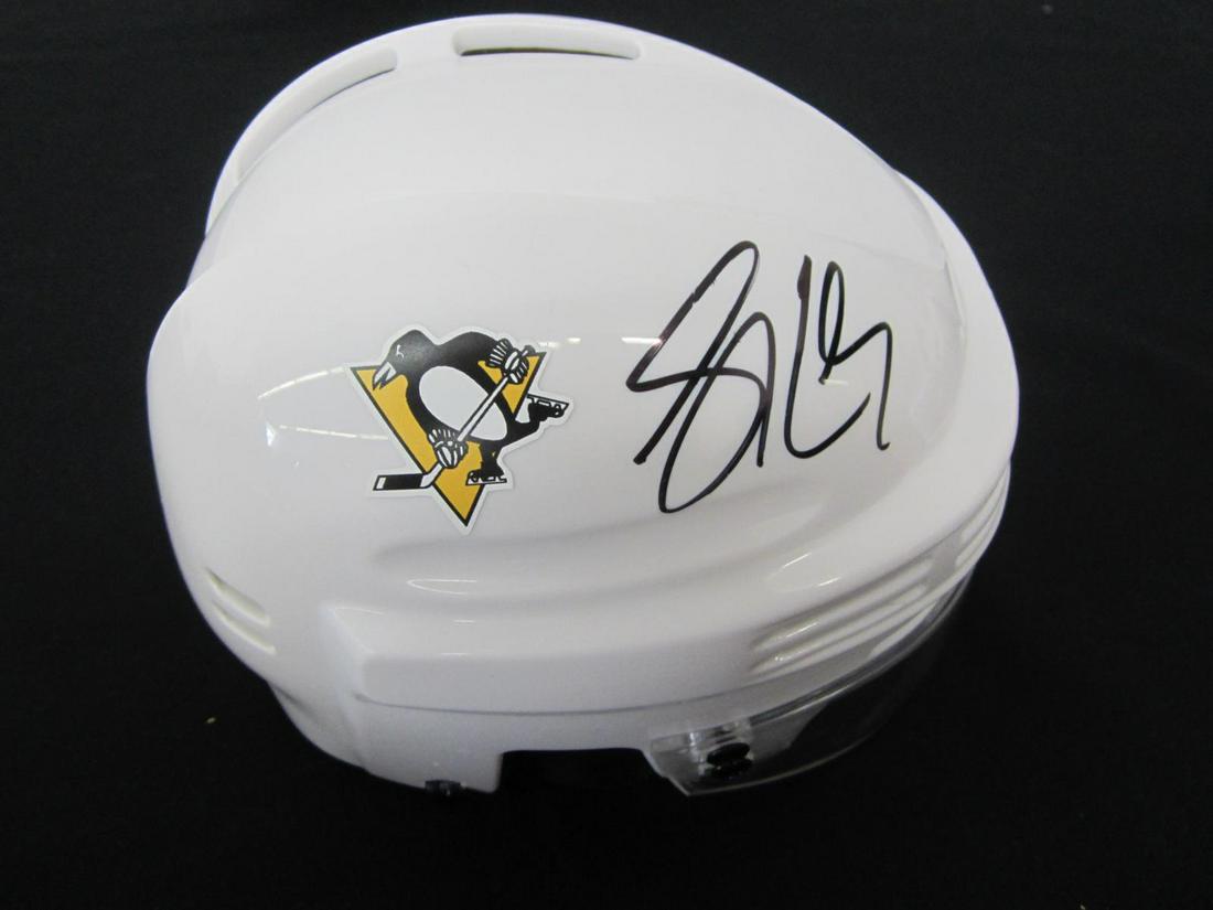 SIDNEY CROSBY AUTOGRAPHED MINI HELMET W/COA: SIDNEY CROSBY AUTOGRAPHED MINI HOCKEY HELMET WITH COA PENGUINS