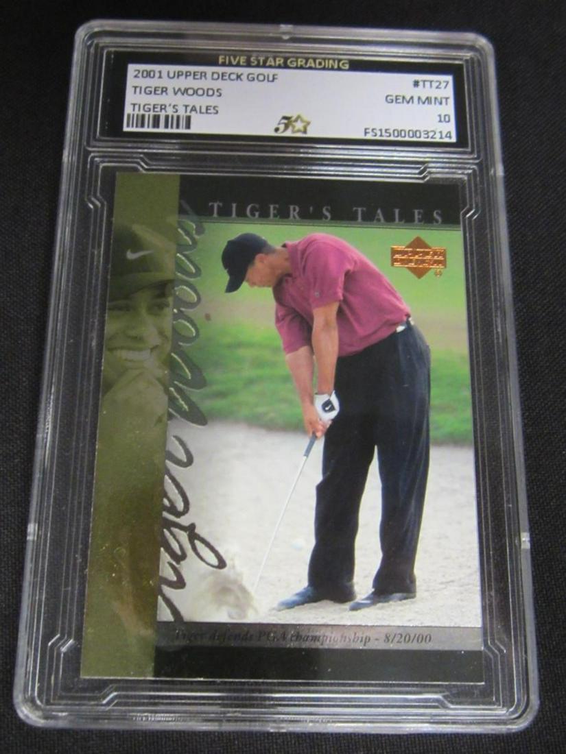 2001 UD GOLF TIGER WOODS TIGERS TALES GEM MINT 10: 2001 UPPER DECK GOLF TIGER WOODS TIGERS TALES GEM MINT 10 PGA