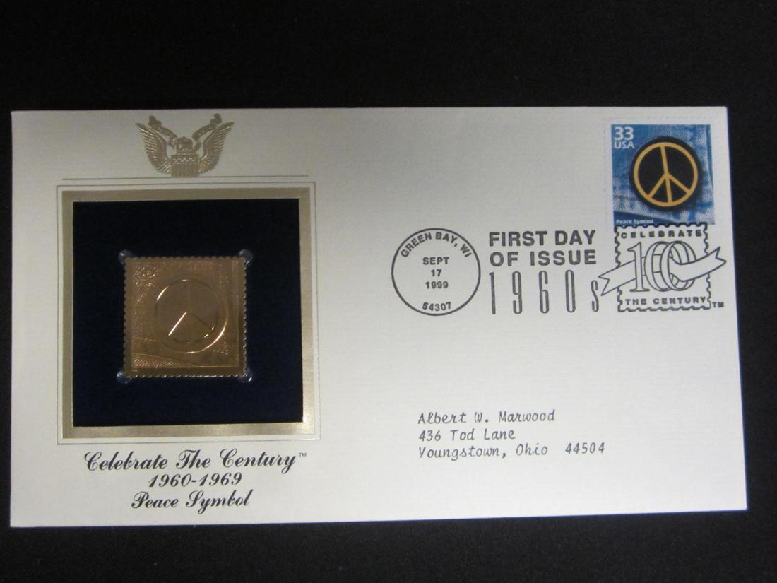 22KT GOLD REPLICA STAMP PEACE SYMBOL (1 of 1)
