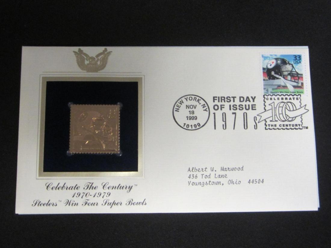 22KT GOLD REPLICA STAMP STEELERS SUPER BOWLS (1 of 1)