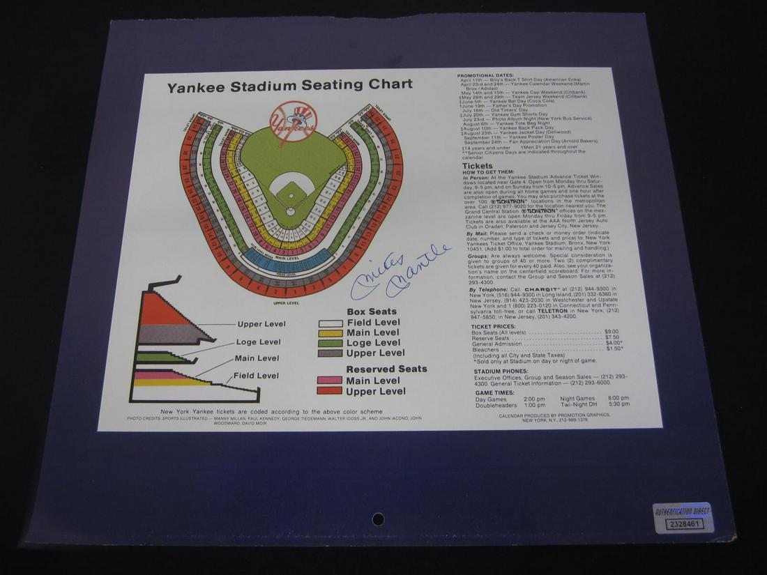 Mickey Mantle Yankees auto seating chart COA (1 of 3)