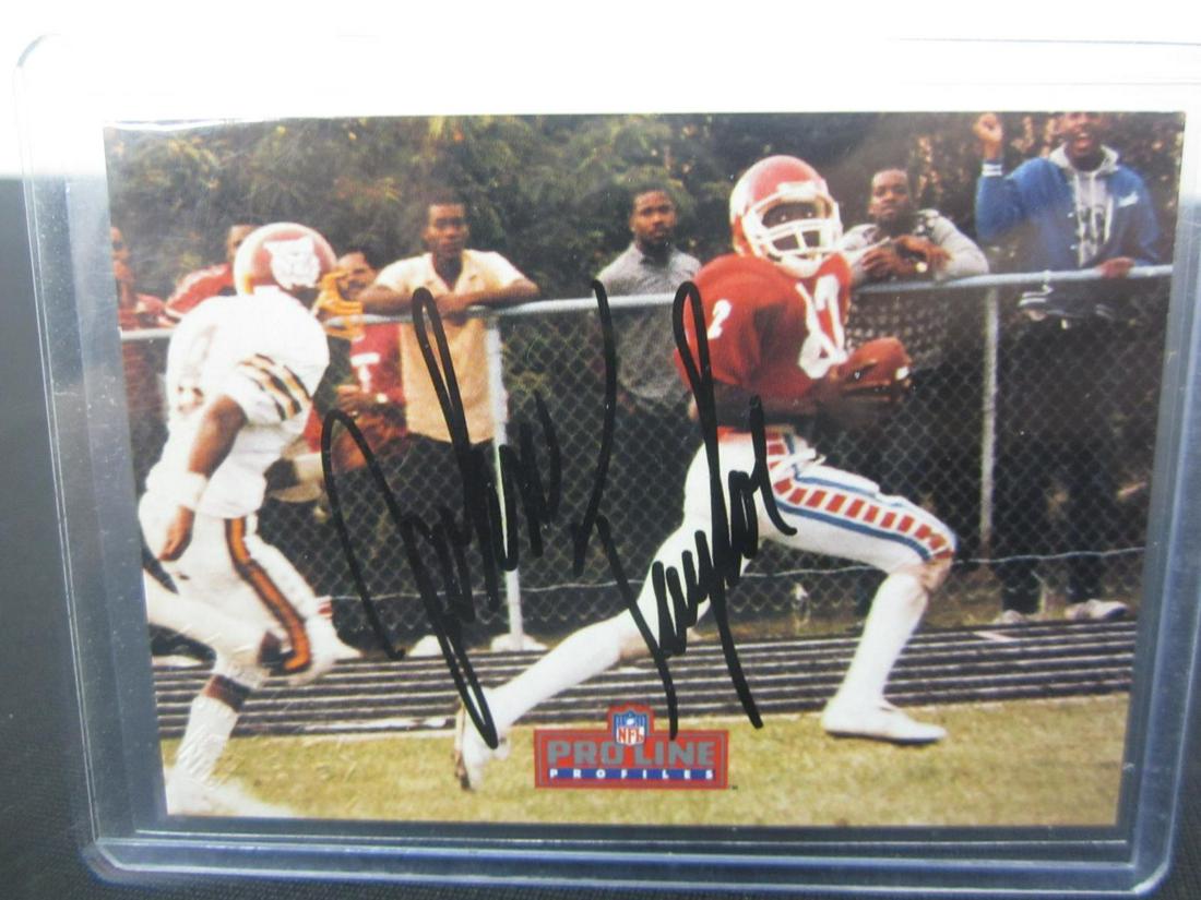 92 PRO LINE JOHN TAYLOR AUTOGRAPH: JOHN TAYLOR 49ERS 1992 PRO LINE PROFILES AUTOGRAPH CARD CERTIFIED AUTHENTIC BY PRO LINE WITH THE PRO LINE STAMP EMBOSSED IN CORNER. VERY NICE AUTOGRAPH CARD FROM A VERY COLLECTIBLE SET!