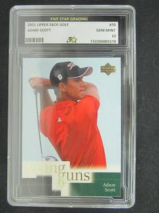 2001 UPPER DECK GOLF ADAM SCOTT GEM MINT 10: 2001 UPPER DECK GOLF ADAM SCOTT GEM MINT 10 FIVE STAR GRADING