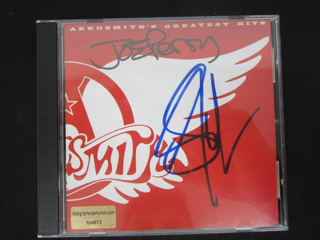 STEVEN TYLER/JOE PERRY SIGNED CD COVER W/COA: STEVEN TYLER/JOE PERRY SIGNED CD COVER WITH AUTO EXPERT UNION COA