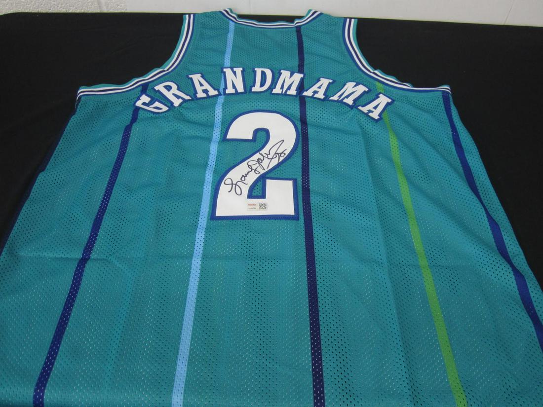 LARRY JOHNSON SIGNED HORNETS JERSEY: AUTHENTIC LARRY JOHNSON CHARLOTTE HORNETS AUTOGRAPHED GRANDMAMA JERSEY THIS IS A WONDERFUL AUTOGRAPH ITEM. THIS ITEM HAS BEEN PROFESSIONALLY AUTHENTICATED AND COMES WITH A COA. PLEASE CHECK OUR OTHER