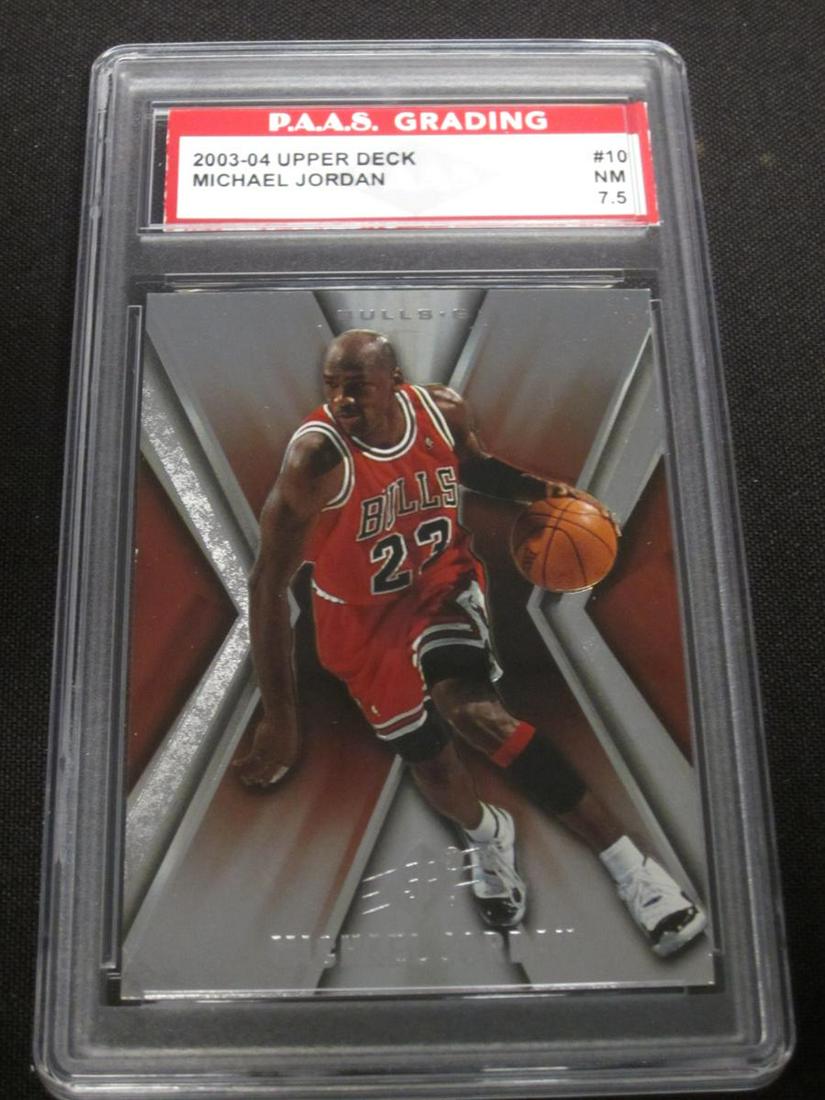 03-04 UD SPX MICHAEL JORDAN HOLO 7.5: 2003-04 UPPER DECK SPX MICHAEL JORDAN HOLOFOIL CHICAGO BULLS GRADED PAAS NM+ 7.5