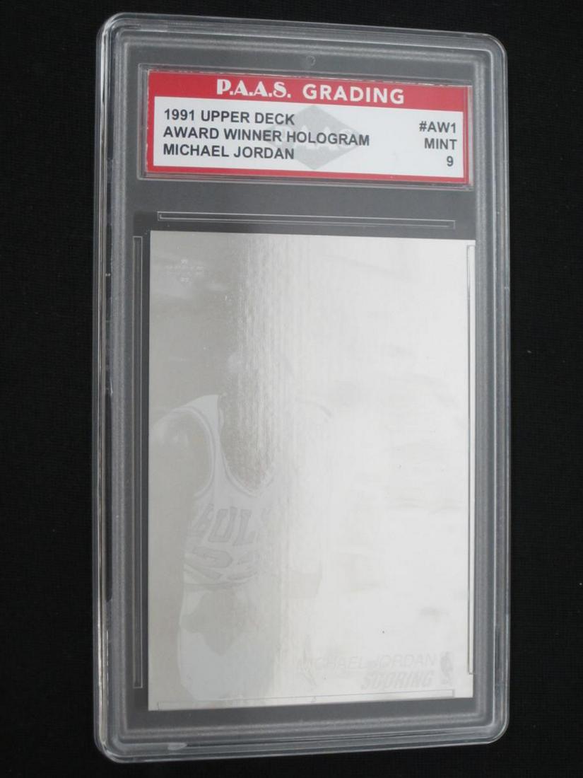 91 UD MICHAEL JORDAN HOLO PAAS MT 9: VERY NICE 1991-92 UPPER DECK MICHAEL JORDAN HOLOGRAM GRADED PAAS MINT 9 CHICAGO BULLS THIS CARD HAS BEEN PROFESSIONALLY AUTHENTICATED AND COMES WITH COA