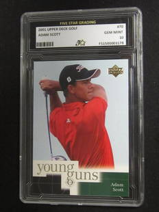 2001 UPPER DECK GOLF ADAM SCOTT GEM MINT 10 FIVE STAR GRADING: 2001 UPPER DECK GOLF ADAM SCOTT GEM MINT 10 FIVE STAR GRADING