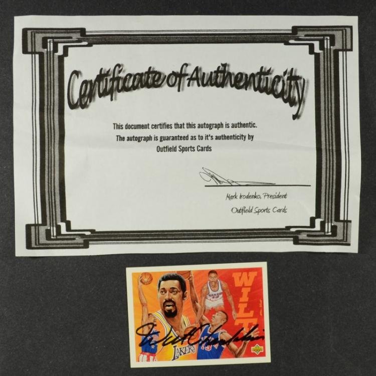 Wilt Chamberlin Autographed Card COA Rare (1 of 1)