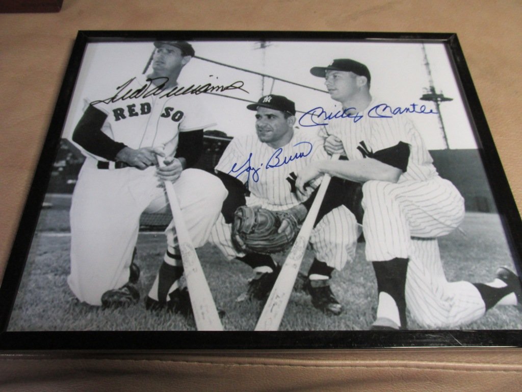 Ted Williams,Yogi Berra,Mickey Mantle Autigraphed: 3 of the greatest, nice display