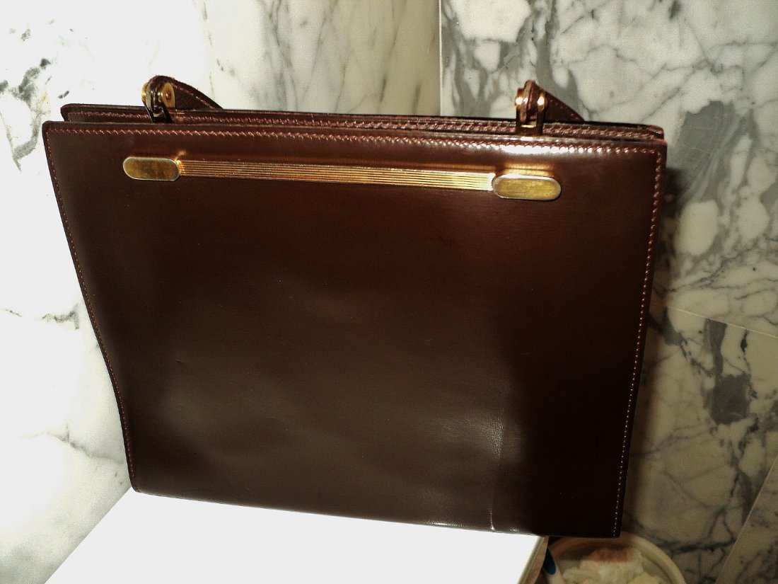 Vintage Lederer Paris Leather Handbag Gold Hardware (1 of 8)