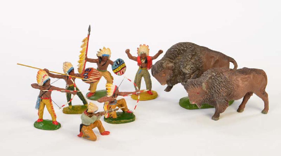 Tipple Topple u.a., 6 Indianer + 2 Bueffel (1 of 1)