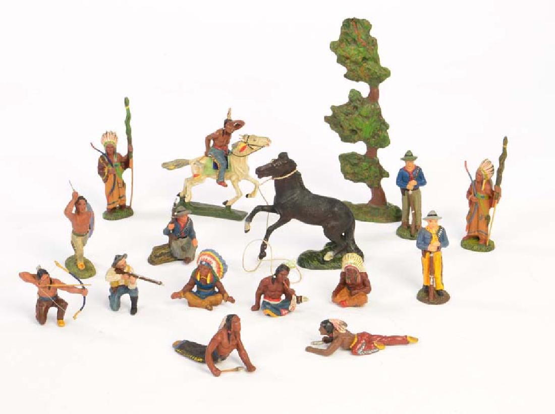 Lineol u.a., 14 Wild West Figures, 2 Pferde + Baum (1 of 1)