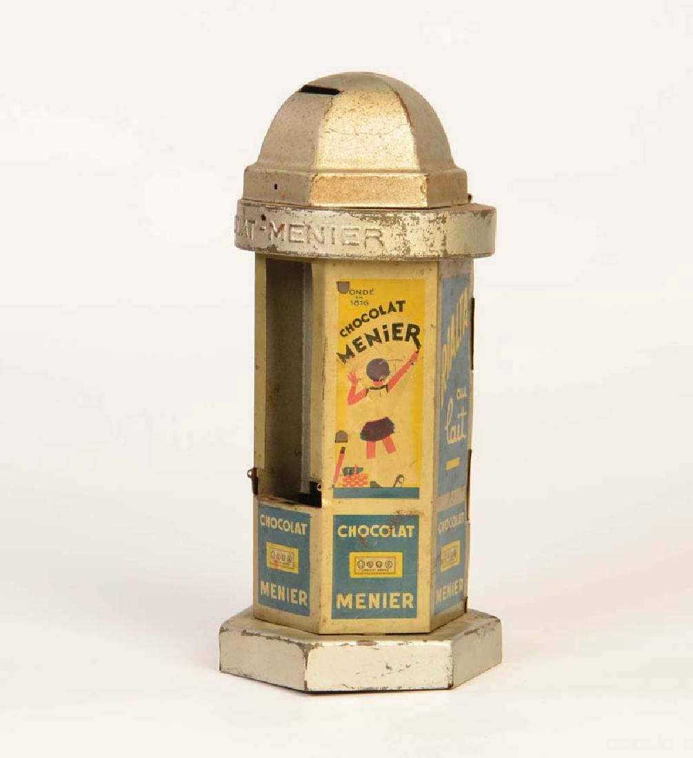 Menier, Schokoladenautomat: Menier, Schokoladenautomat, France, 27 cm, Blech, LM, Folie fehlt, Z 2-