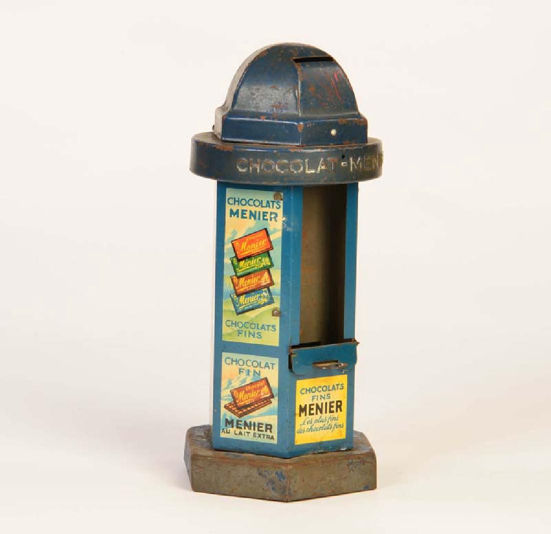 Menier, Schokoladenautomat: Menier, Schokoladenautomat, France, 27 cm, Blech, LM, Folie fehlt, Z 3+