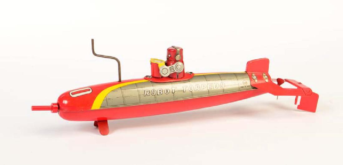 Marusan, Robot Torpedo: Marusan, Robot Torpedo, Japan, 30 cm, Blech, Schwungrad Antrieb ok, min. LM, Z 1-.2