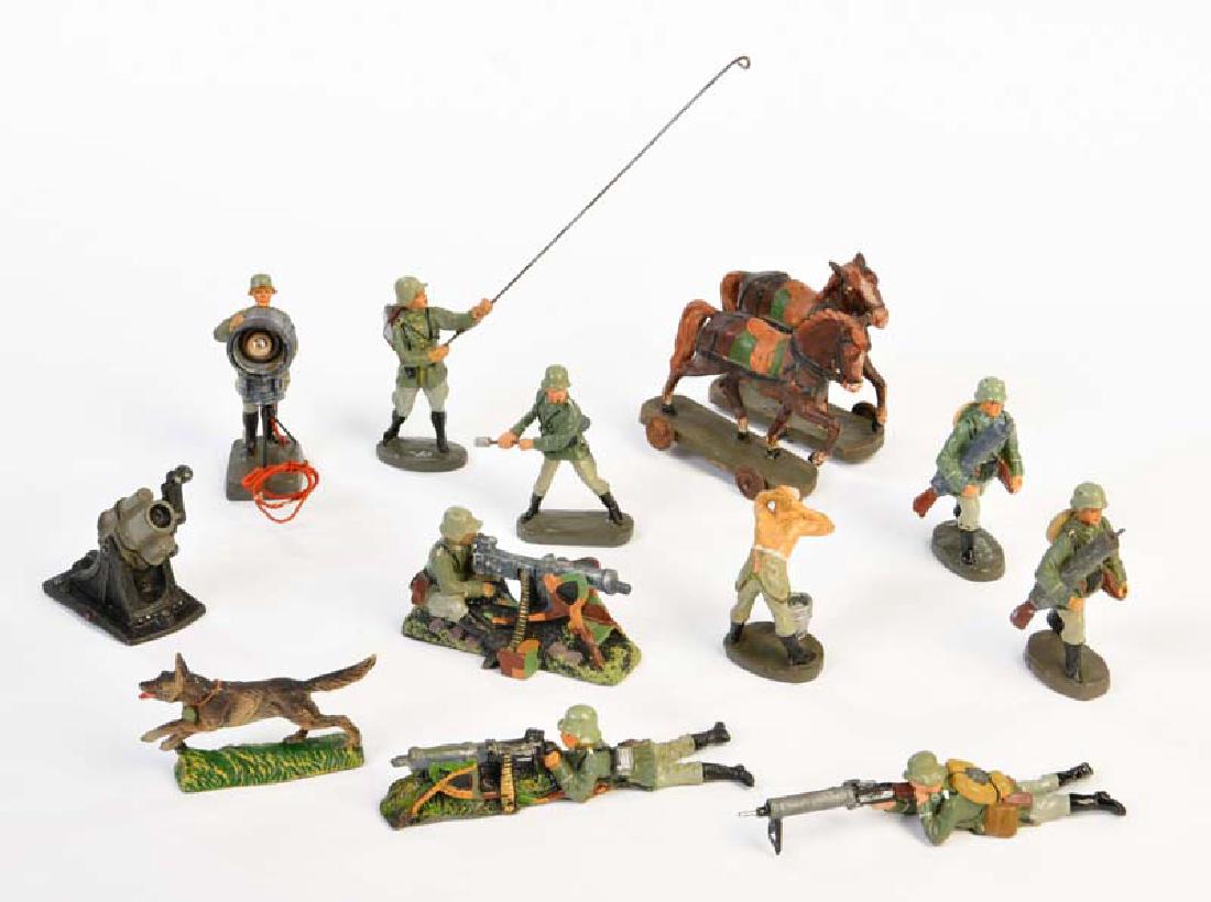 Lineol/Elastolin, Gespann Pferde, Moerser, Meldehund + (1 of 1)