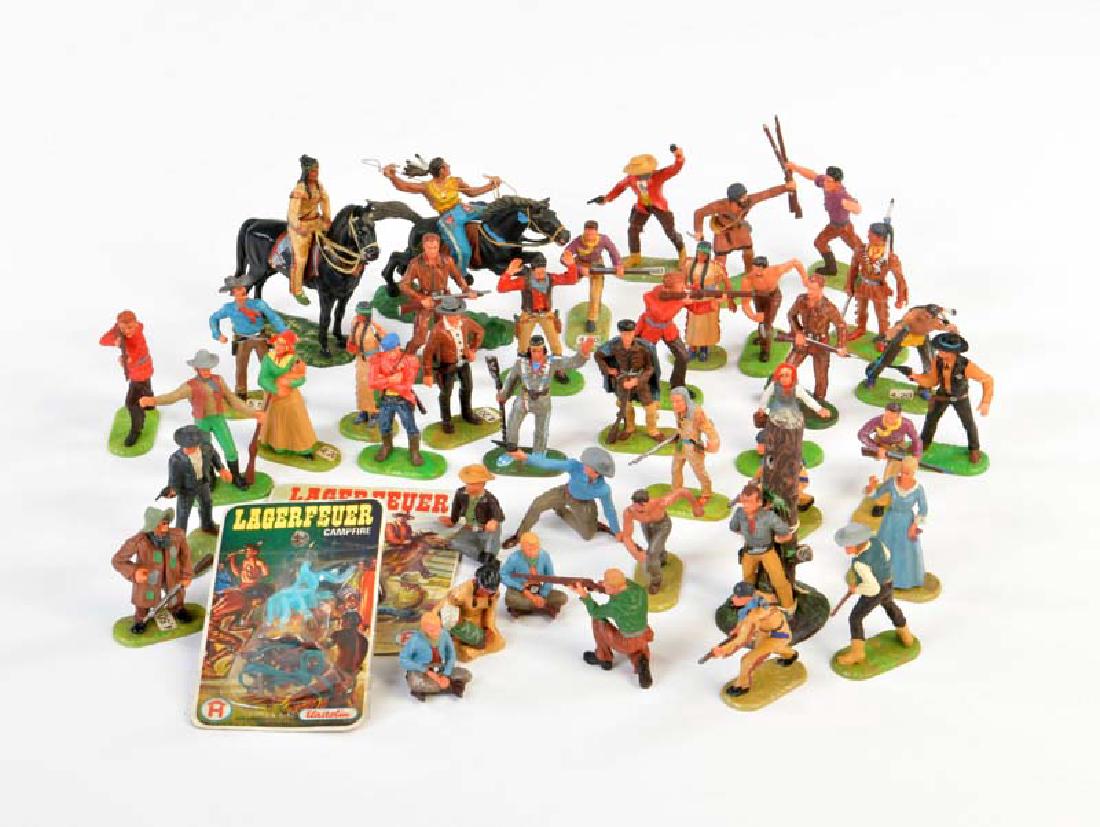 Elastolin, 40 Wild West Figuren + 2 Lagerfeuer (1 of 1)