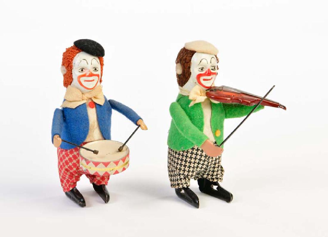 Schuco, Clown mit Geige + Clown mit Trommel (1 of 1)