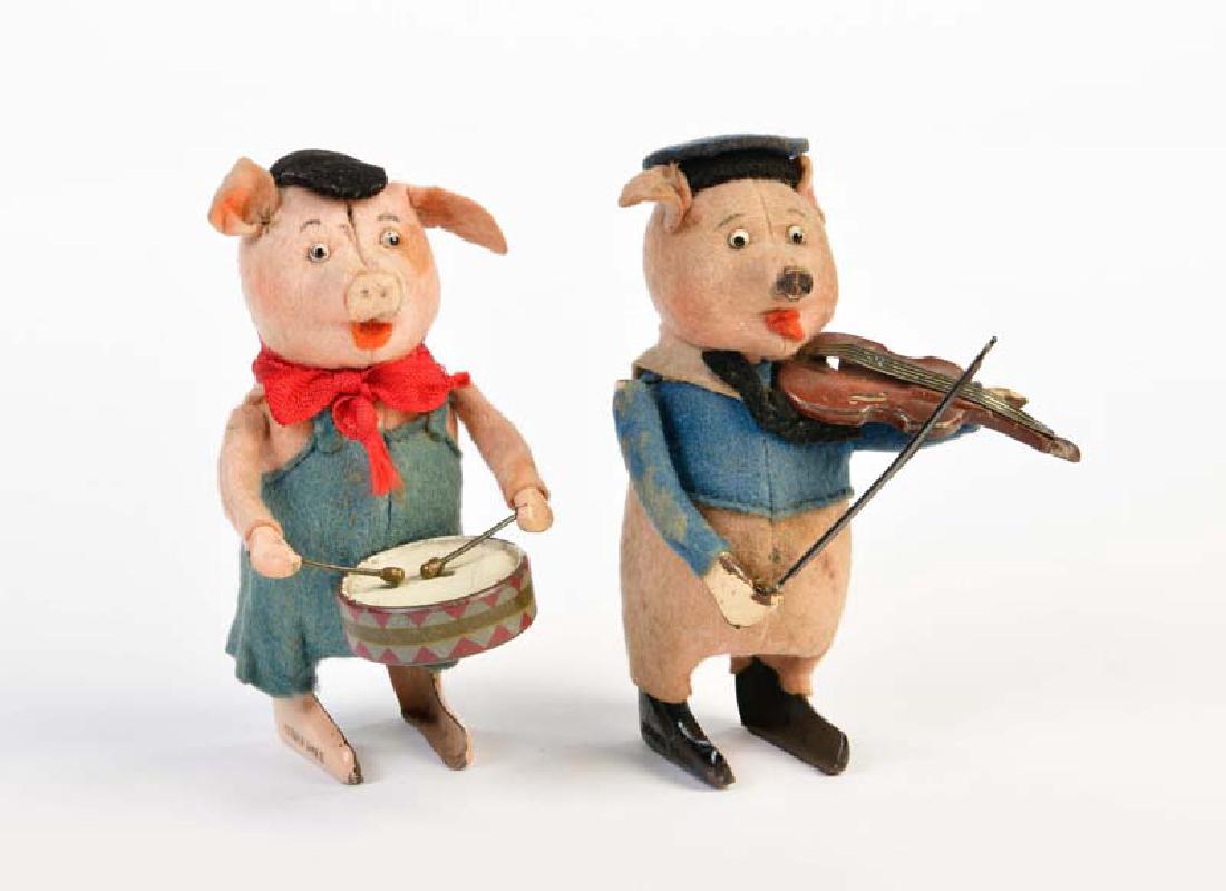 Schuco, Schwein mit Geige + Schwein mit Trommel (1 of 1)