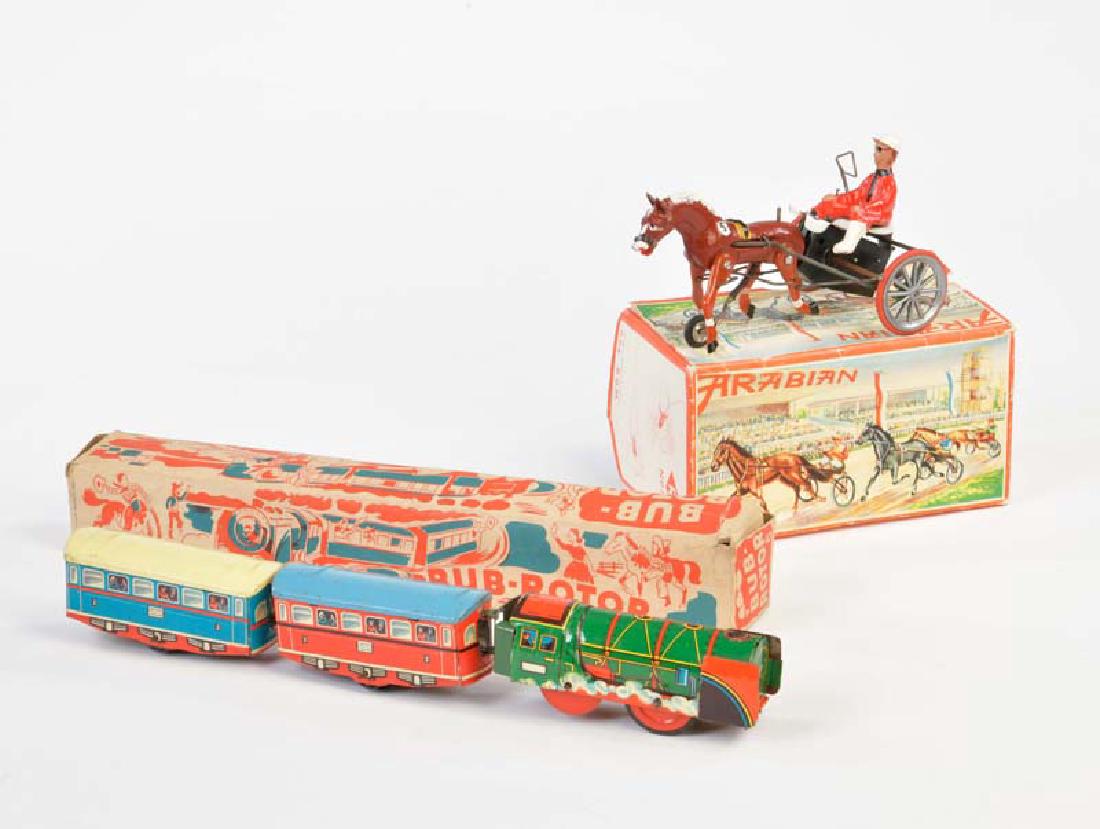 Bub, Ruehl: Rotor Bahn + Arabian Sulky: Bub, Ruehl: Rotor Track + Arabian Sulky, W.-Germany, drive not checked, min. paint d., reins missing, C 2+/2