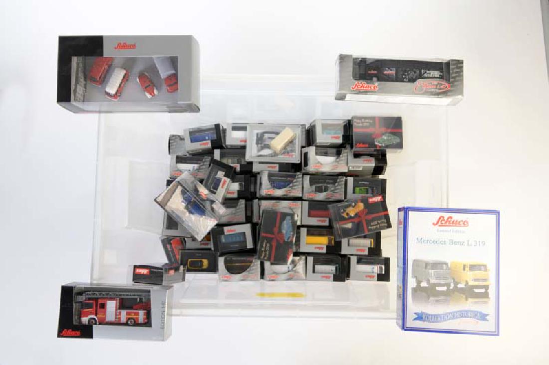 Schuco, 100 PKWs + LKWs: Schuco, 100 Cars + Trucks, 1:87, plastic, diecast, box C 1, C 1