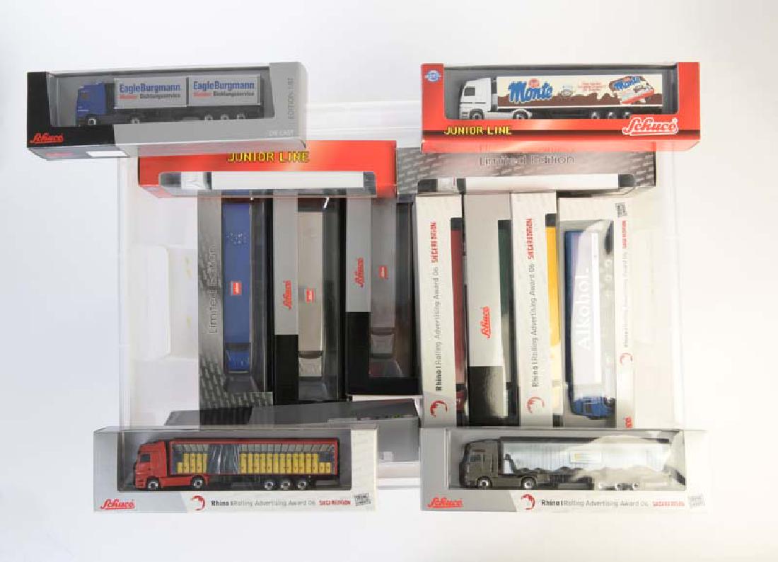 Schuco, 36 LKWs: Schuco, 36 Trucks, 1:87, plastic, diecast, box C 1, C 1
