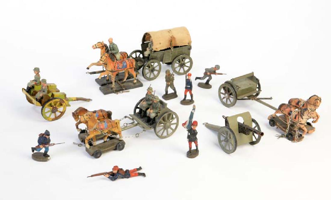 Elastolin, Konvolut Soldaten, Fuhrwerke + Zubehoer (1 of 1)