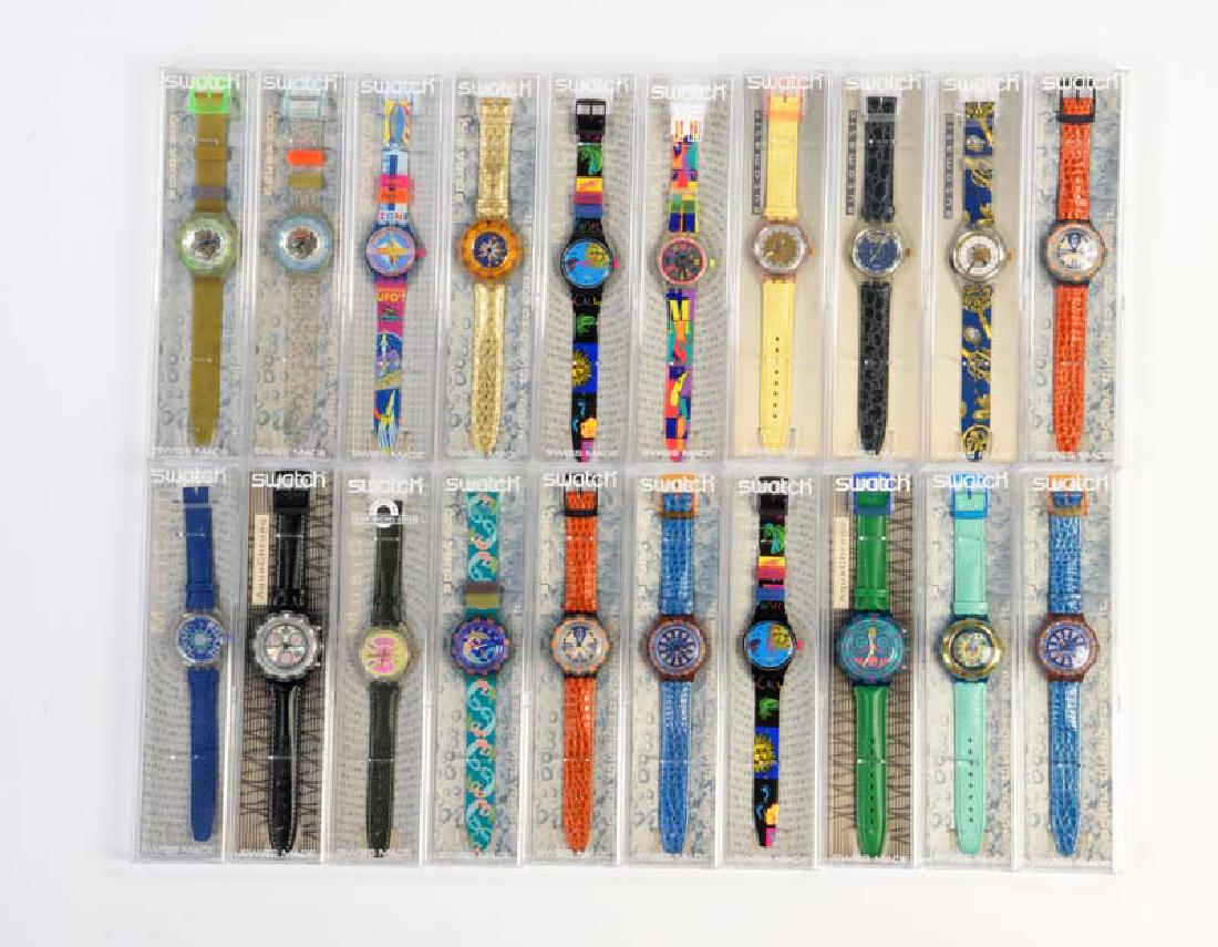 Swatch, 20 verschiedene Herrenuhren: Swatch, 20 several Men's Watches, Swiss made, original package, not used collector's items