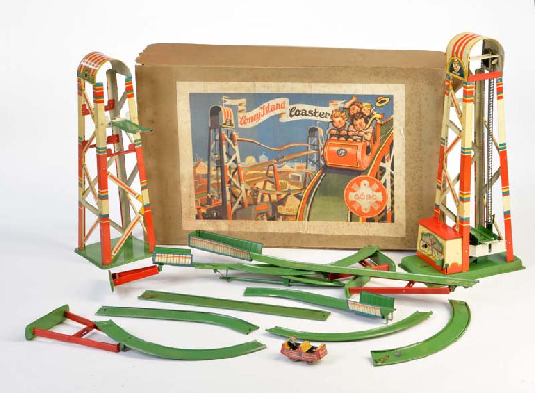 Goeso, Coney Island Coaster: Goeso, Coney Island Coaster, US Z. Germany, tin, part. paint d., box C 3, C 2-