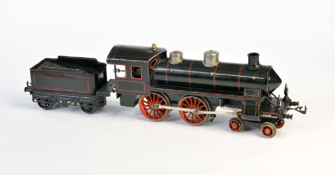 Bing, Spur 1 Lok + Tender: Bing, Loco + Tender Gauge 1, Germany pw, tin, cw ok, paint d. part. refinished