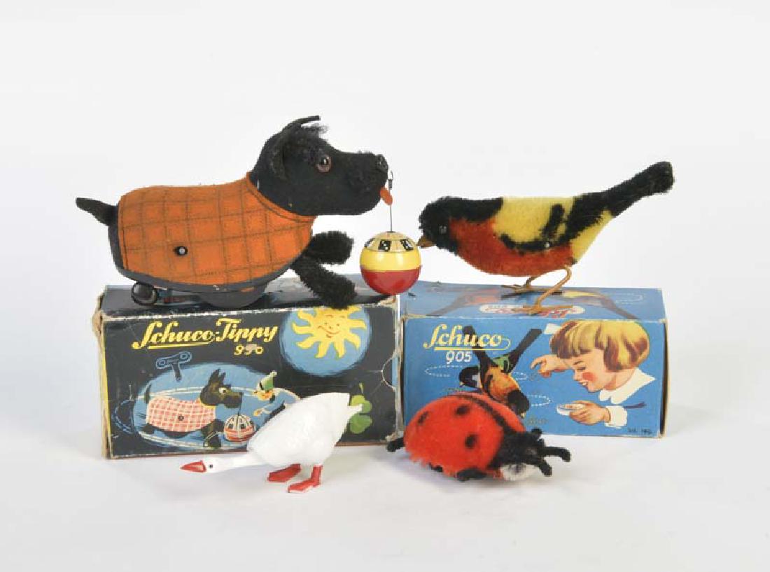 Schuco, Hund Tippy, Pickvogel, Marienkaefer + Gans (1 of 1)
