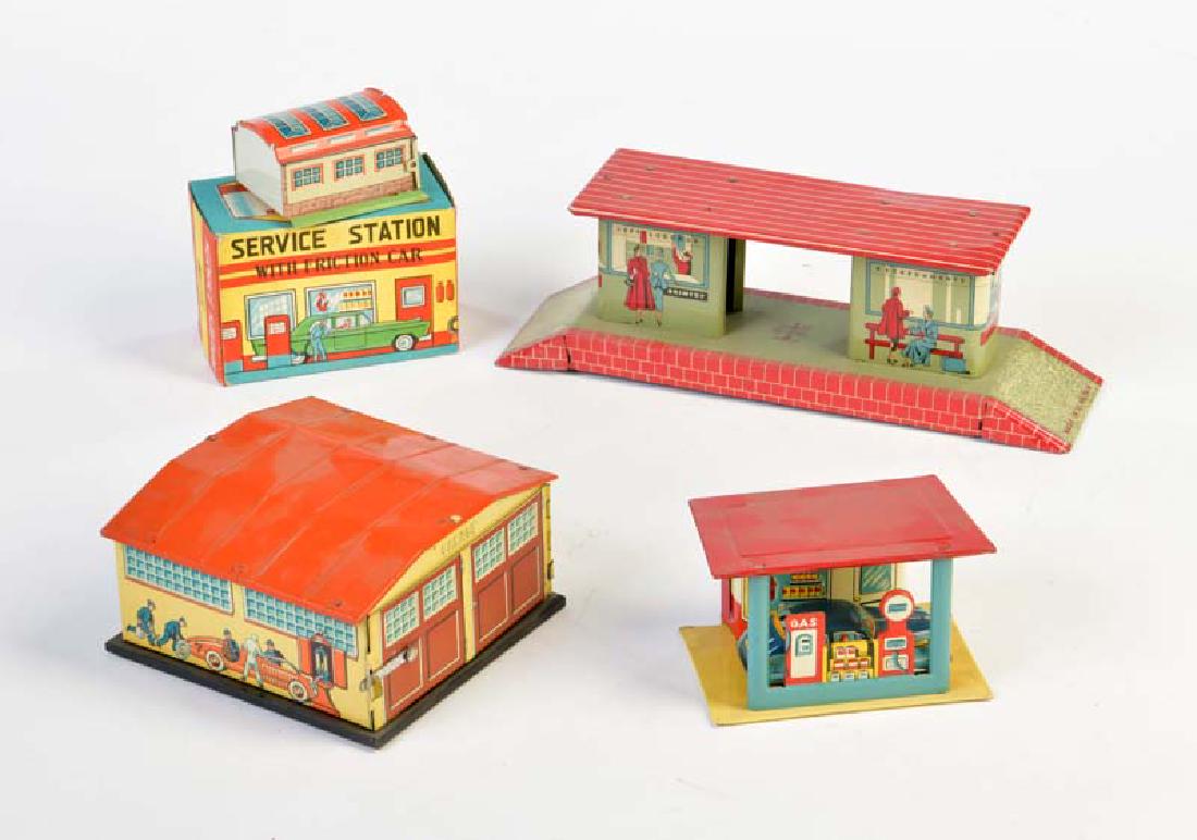 Konvolut Garagen, Bahnsteig + Tankstelle mit Autos (1 of 1)