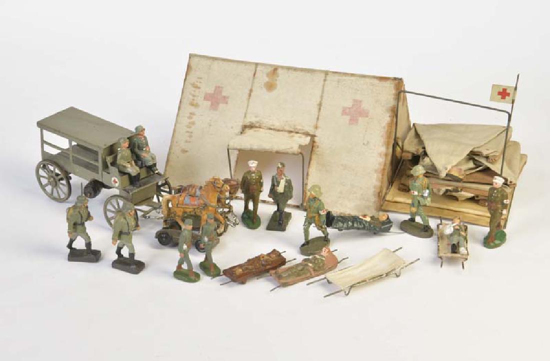 Lineol u.a., Konvolut Sanitaetskutsche, Zelte + Figuren (1 of 1)