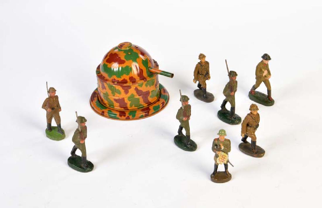 Panzerturm + 8 Figuren (Durso + Elastolin) (1 of 1)