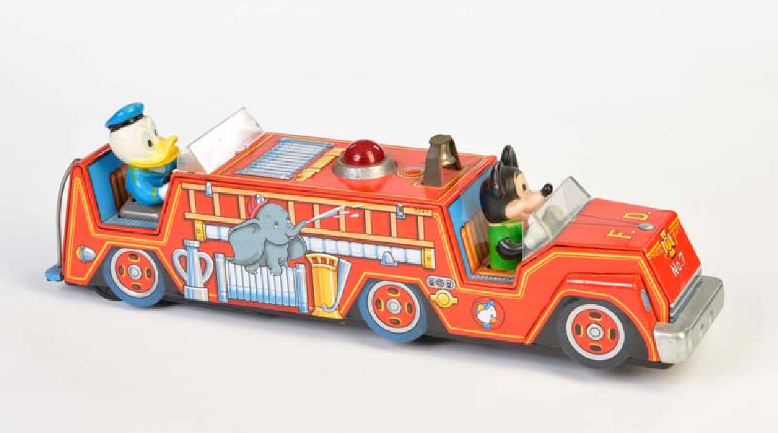 Modern Toys, Disney Fire Department Car: Modern Toys, Disney Fire Department Car, Japan, 41 cm, Blech, Funktion ok, min. LM, mit Antrieb + Klingel, Z 1-