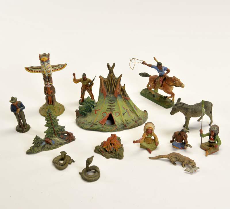 Elastolin, Konvolut Wild West Figuren, Reiter, Tiere (1 of 1)
