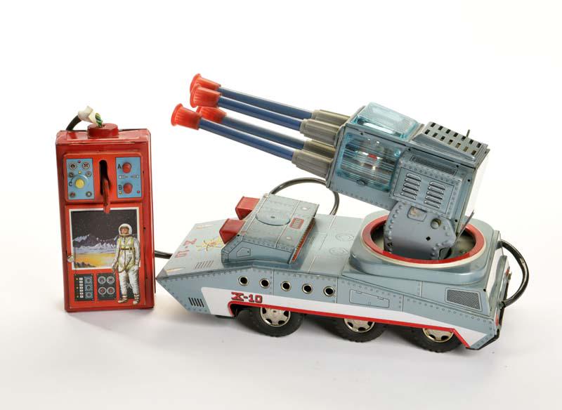 Rosko, Pom Pom Panzer X-10: Rosko, Pom Pom Tank X-10, Japan, tin, function ok, min. paint d., C 1-2