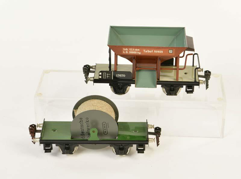 Hehr, Kabel Wagen + Talbot Schotter Wagen: Hehr, Cable Wagon + Talbot Ballast Wagon, gauge 1, tin, C 1